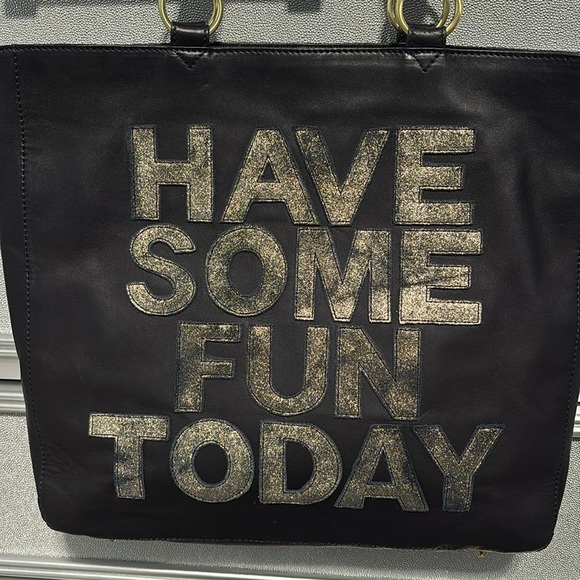 Leather Have Some Fun Today Navy Josie Tote Bag - Picture 4 of 17